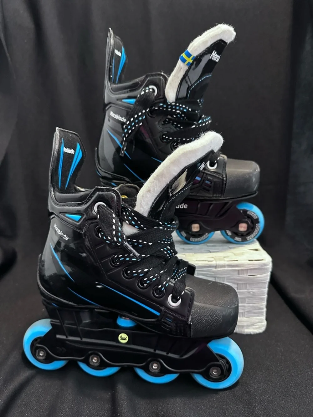 Marsblade Kids Inline Hockey Skates - Black and Blue Sz. 12Y